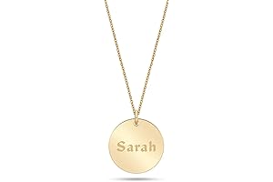 14K Solid Custom Engrave Disk Necklace