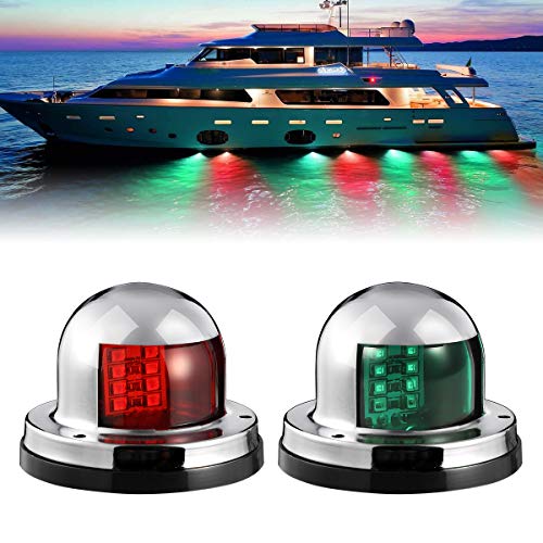 Partsam 2Pcs Marine Boat Light Red Green Led Bow Navigation Lights Deck Side Port Starboard Lights Sailing Signal Light Submersible For Pontoons Skeeter Yacht, Dc 12V #TOP1