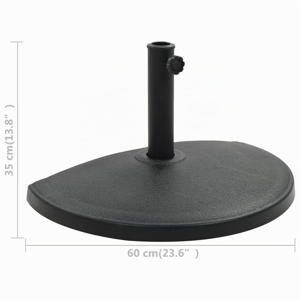 vidaXL Socle Demi-Rond de Parasol Polyrésine 15kg Noir Pied de Parasol Support