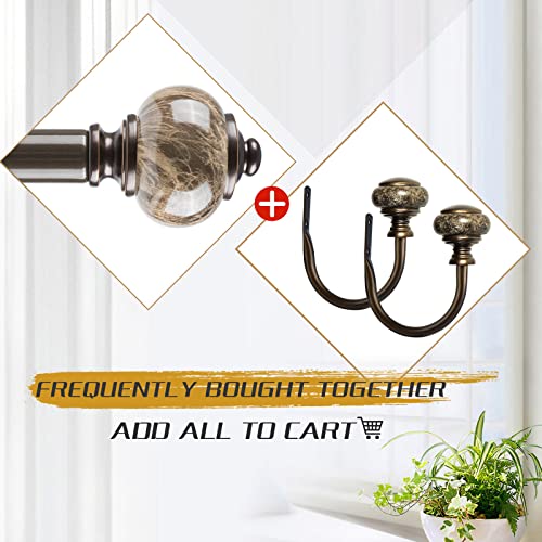Kamanina Decorative Curtain Drapery Holdbacks, Window Curtain Holdbacks, Marbled Finials, Antique Bronze(1 Pair/2 Pack) #TOP6