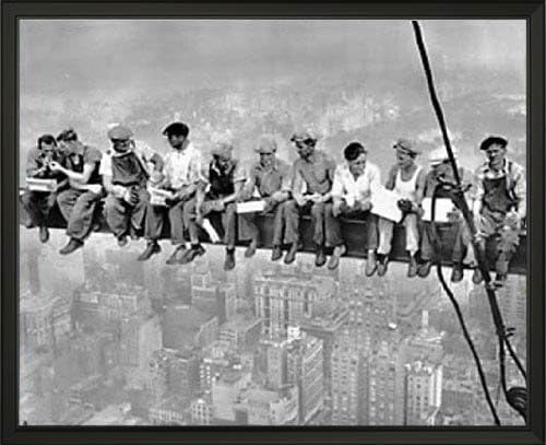 Póster fotográfico enmarcado de 20 x 16 pulgadas, para el almuerzo ATOP NYC de John C Ebbets para decoración de pared, diseño histórico en blanco y