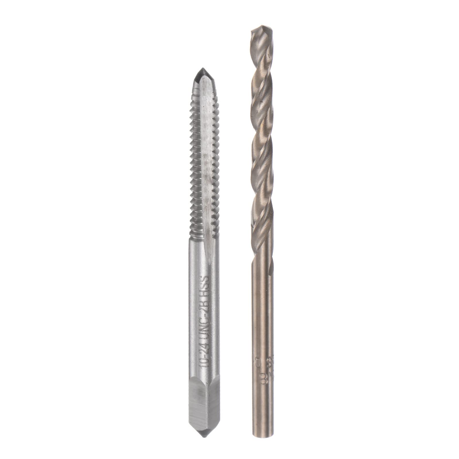 Tap & Bit Sets, 10#-24 UNC 2B Straight Flute Machine Thread Milling Tap, 3.8mm M35 Cobalt High Speed Steel (HSS-CO) Twist Drill Bit