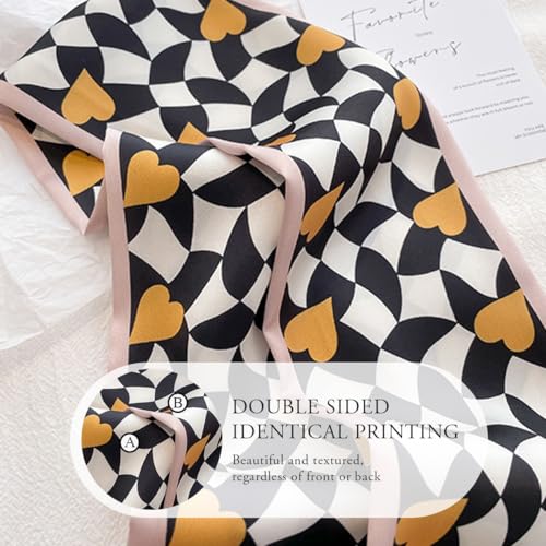 4 Pcs Skinny Silk Scarf Women Narrow Long Neckerchief Classic Retro Plaid Polka Dot Print Satin Hair Scarf Headdress4