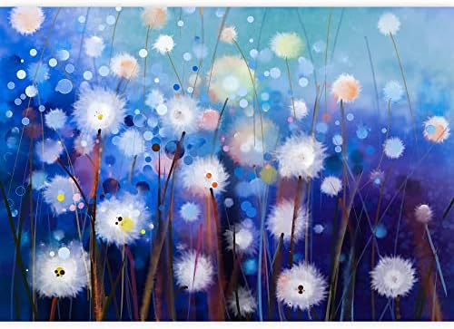 Amazon Com Wall26 抽象油畫 柔和色彩的白色花朵田野油畫 草地上的白色蒲公英花 可移動的壁畫 自黏大型壁紙 167 6 X 243 8 公分 家居裝修