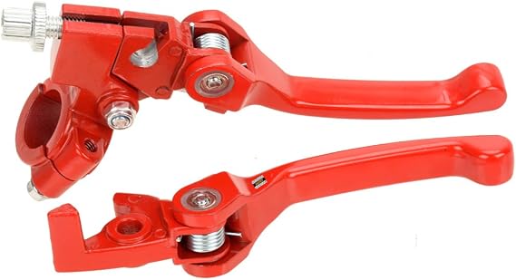 HIAORS Red Brake Folding Clutch Lever with Perch for 7/8 Handlebar 110cc 125cc SSR125 SSR70 TTR125 Xmotos Apollo Thumpstar 125 CRF50 XR klx 140 Chinese Pit Dirt Bike Motorcycle