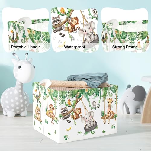 Miniatura 4 de Clastyle Cestos Almacenaje Infantil Animal Enredadera Cesta Ropa Sucia Plegable Para Habitación Infantil Dormitorio Cajas De Almacenaje Juguetes Para Chico Chica, Jirafa Mono Elefante, 40x30x30 Cm