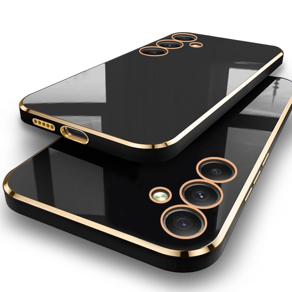TheGiftKart Luxurious Golden-Plated Back Cover Case for Samsung Galaxy A54 5G | Raised Lips for Camera & Screen Protection | Shockproof Design | Stylish Back Cover for Samsung A54 (TPU, Black) TheGiftKart Luxurious Golden-Plated Back Cover Case for Samsung Galaxy A54 5G | Raised Lips for Camera & Screen Protection | Shockproof Design | Stylish Back Cover for Samsung A54 (TPU, Black)