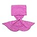 JR.WHITE Mermaid Tail Blanket for Kids, Hand Crochet Snuggle Mermaid,All Seasons Seatail Sleeping Bag Blanket (Pastel Pink)
