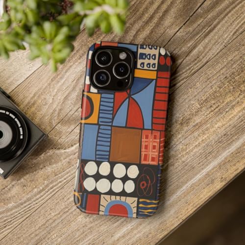 Coque iPhone 16 Pro Max rigide mate motif géométrique bleu