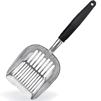 Moonshuttle Non-Stick Metal Cat Litter Scoop, Durable, Works with All Type of Cat Litter, Ergonomically Designed Handle