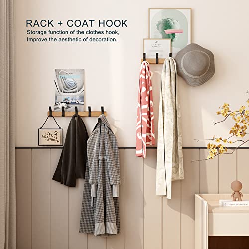 Kooniosio Coat Hook Rack Wall Mounted Coat Rack-5 Double Hook,Aluminum,Metal Coat Hook Rail For Coat Hat Towel Robes, Wooden Coat Hooks (Black) #TOP1