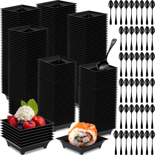 Acellegic 800 Pcs Mini Appetizer Plates with Spoons, Disposable Plastic