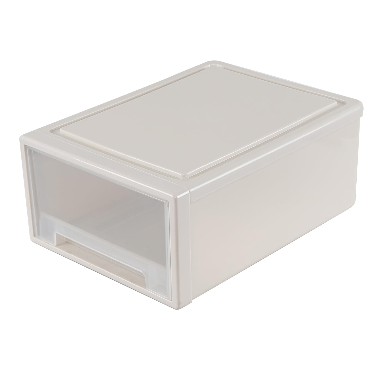 Tiroir de rangement de bureau 18L en plastique beige pour organisation