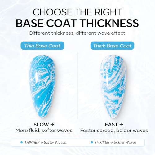 Image of modelones White Blooming Wave Gel Polish Ocean Wave Effect U V Cure | Marble Water Ripple Beach Lace Design Spreading Over Uncured Base Beginner Friendly Soak Off DIY Manicure Gift Nail Art Stuff