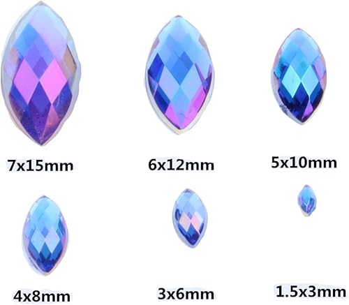 Miniatura 5 de RANXIZY 600 diamantes de imitación de gota de agua, diamantes de imitación de resina de varios tamaños con parte trasera plana para manualidades,