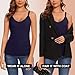 WOWENY Thermal Tank Top for Women Fleece Lined Thermal Shirts Sleeveless Tops Camisole Warm Base Layer Vest Cold Weather (V Neck Navy, XL)