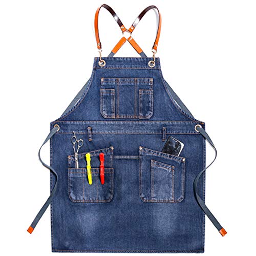 MAGELIYA Delantal Chef 75 CM Delantal Barista Ajustable con Bolsillos Cocina Cocinar Hornear