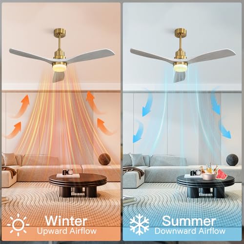 Image of Sofucor Smart Ceiling Fan, 52 inch Low Profile Ceiling Fans with Lights and Remote, Compatible with Alexa /Google /App, 3-Color Light 6-Speed DC Motor Reversible Timer for Bedroom Living Room Patio Outdoor