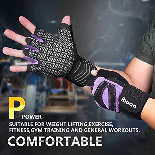 image for ihuan Ventilated Weight Lifting Gym Workout Gloves with Wrist Wrap Sup