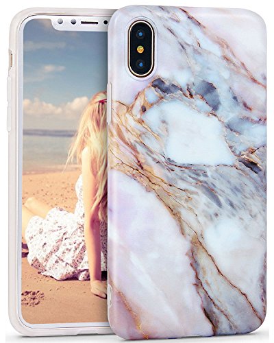Imikoko iPhone X Case, iPhone Xs Case Matte Marble Slim-Fit Matte TPU Bumper Cases Flexible Rubber Silicone Thin iPhone Case Cover for iPhone x/xs(Pink)