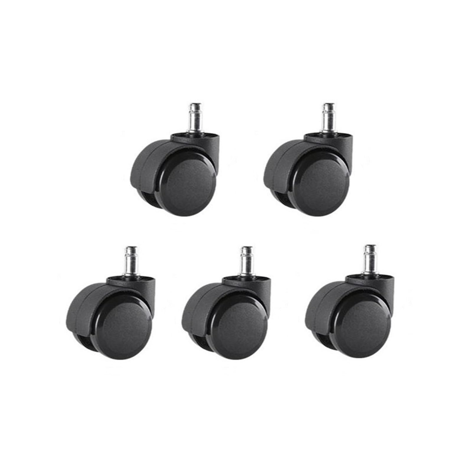 (5 Pack) 10mm/11mm 2 inch circlip/Screw Pu Office Chair casters Large Swivel Wheels Silent(Circlip-Black-11mm)