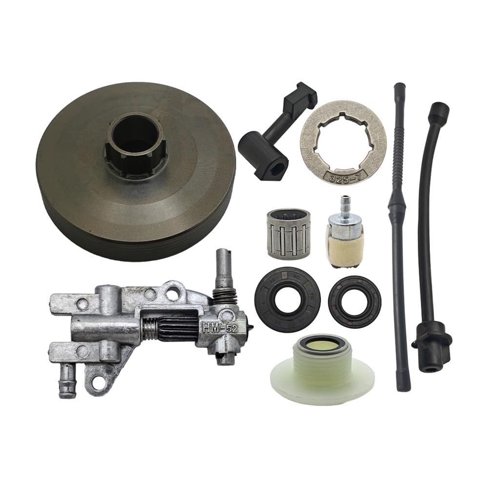 Tambor de Embrague Compatible con 4500, 5200, 5800, 45 CC, 52, 58 Incluye Engranaje helicoidal, Filtro Combustible, Kit línea Aceite y repuestos for Herramientas jardín