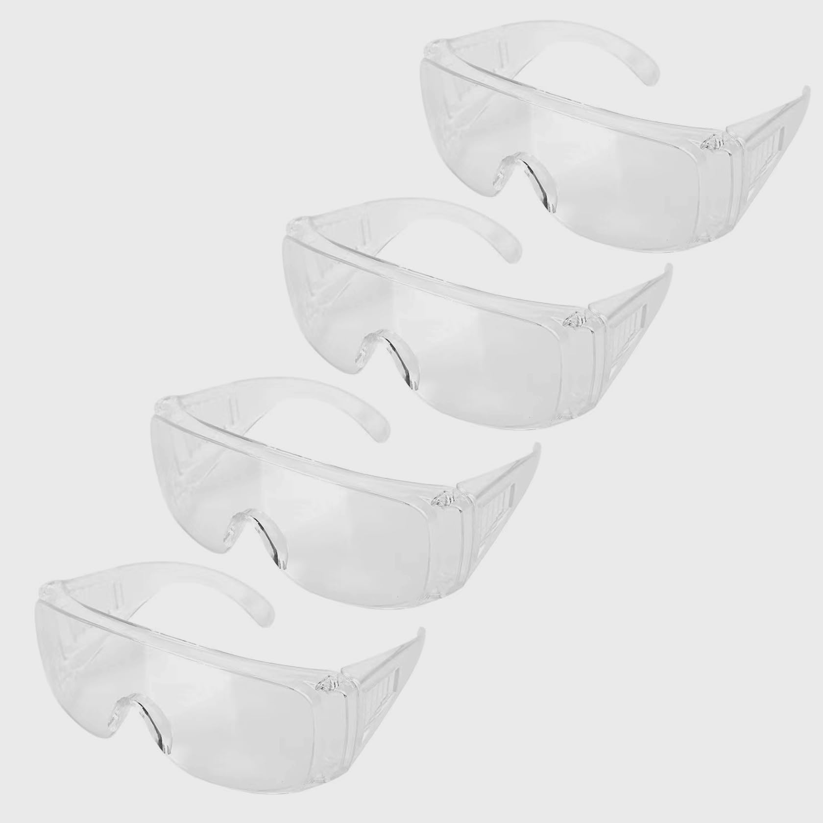 Anti Fog Goggles Safety Glasses, Safety Over Eyeglasses Pack of 4, Anti Dust Impact Scratch Resistant Splash Proof Wrap Around Eye Protection for Nurses Workers Architect Men and Women etc.