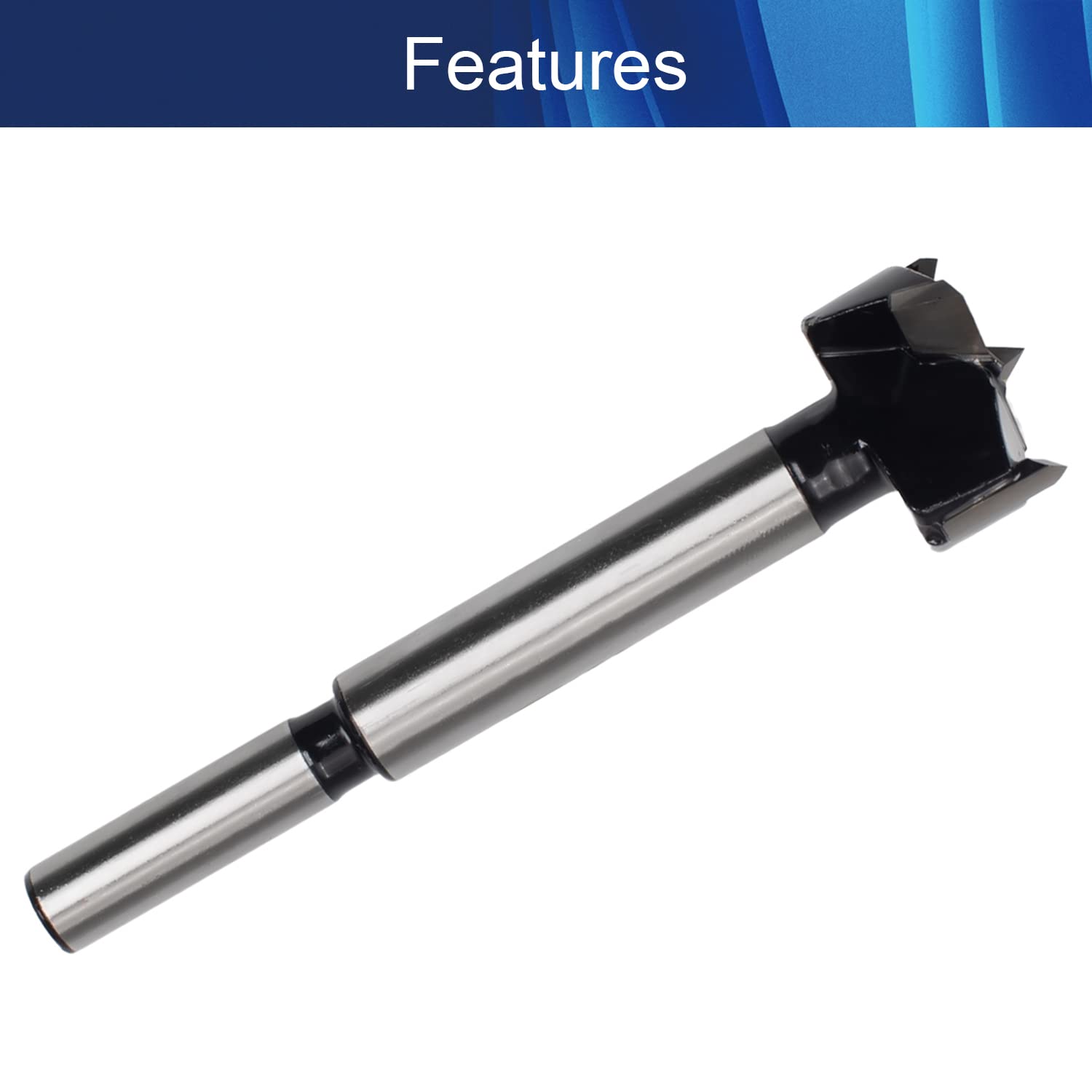 Wenheww 1Pc Forstner Drill Bits, 23mm/0.91" Carbide Wood Hole Saw Auger Opener, Woodworking Hole Saw Drilling Tool, 90mm Length 8mm Straight Handle Dia Cutter Tool for Wood Plastic Plywood, Black