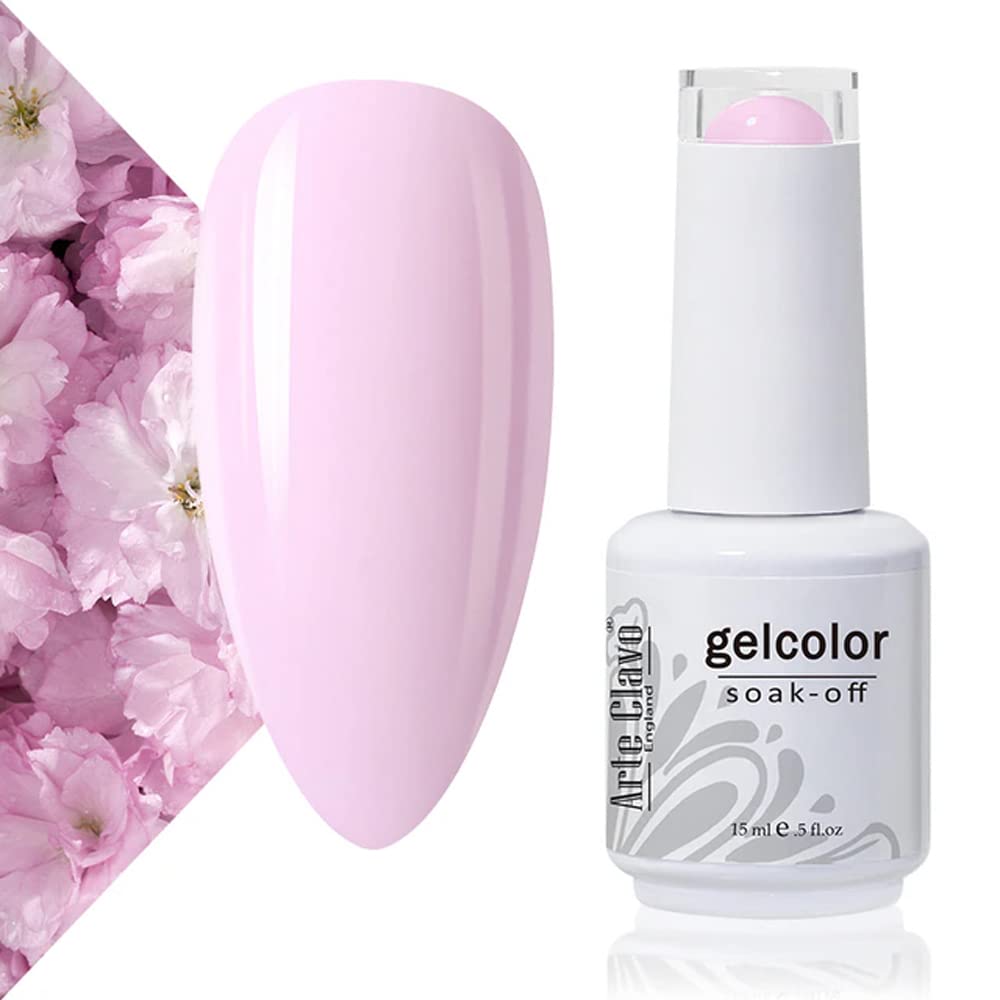 Arte Clavo Baby Pink Gel Polish - Light Pink Soft Color, Soak Off UV/LED Gel Nail Polish, High Gloss Manicure for DIY at Home & Salon, 15ml 3001