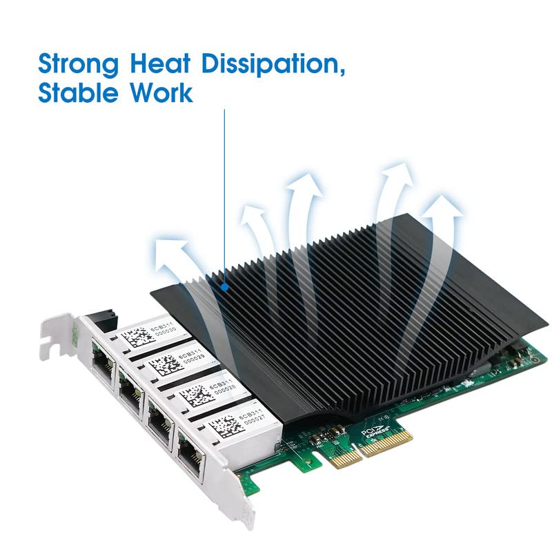 I350 Intel 10Gtek 12192 拡張カード 4-RJ-45 I350-AM4 Intel Lane, X4 Port, RJ-45 Quad Card(NIC), Network 1G 拡張カード
