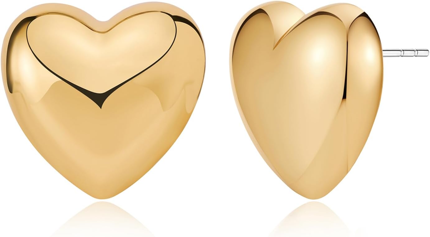 MUYAN Heart Stud Earrings for Women Love Heart Dainty Earrings Fashion Jewelry