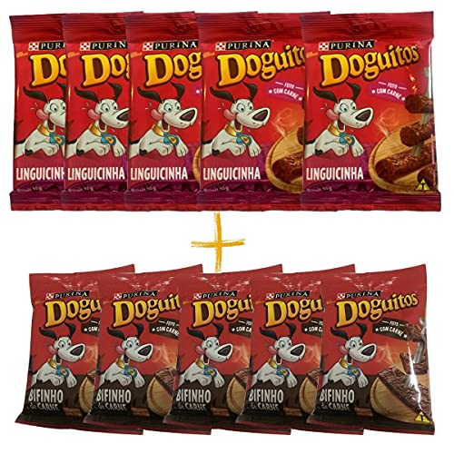 Kit 10 Doguitos 5 Linguicinha 45g + 5 Doguitos carne 65g