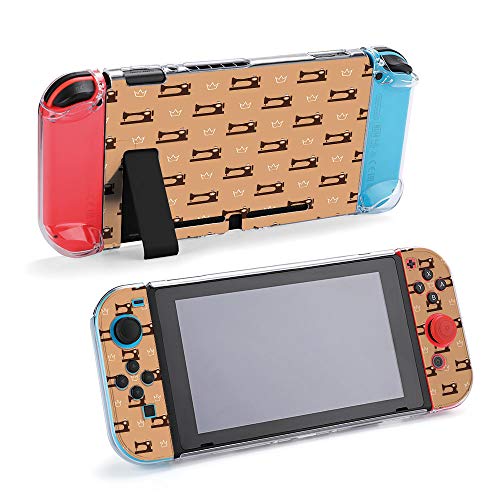 SUPNON Switch Case Compatible with Nintendo Switch Games Protective Hard Carrying Cover Case for Nintendo Switch Console Joy Con Controlle - Sewing Machine Pattern Brown Design13556