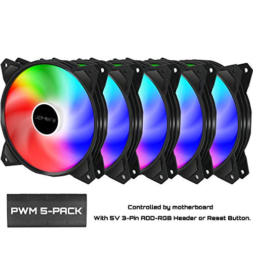 upHere PF1207-5 120mm 5V 3PIN Addressable RGB Fan Motherboard Sync, Adjustable Colorful LED