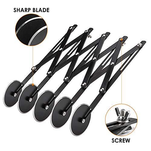 5 Wheel Pastry Cutter, Stainless Steel Pizza Cutter, Expandable Pizza Slicer Multi-Round Pastry Knife Baking Cutter Roller Cookie Dough Divider