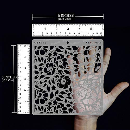CrafTreat Reusable Flower Stencils for Painting on Wood, Canvas, Paper, Fabric, Floor, Wall and Tile - Anemone Background - 6x6 Inches - DIY Art and Craft Stencils for Painting Flowers - Thumbnail 3