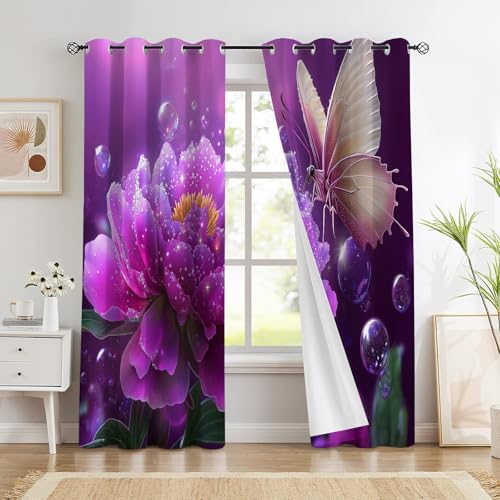Rideaux occultants opaques à oeillets 140x200 thermique isolant fleurs