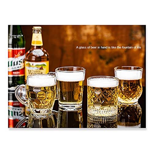 Jarras y jarras de cerveza de cristal con asa como tazas de bebidas 4