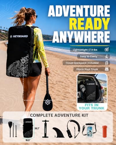 Image of HEYBOARD Inflatable Stand Up Paddle Board 10'6 inchx32 inchx6 inch Standup Paddleboard with Premium SUP Accessories & Backpack, Non-Slip Deck, Waterproof Bag, Leash, Paddle, Hand Pump