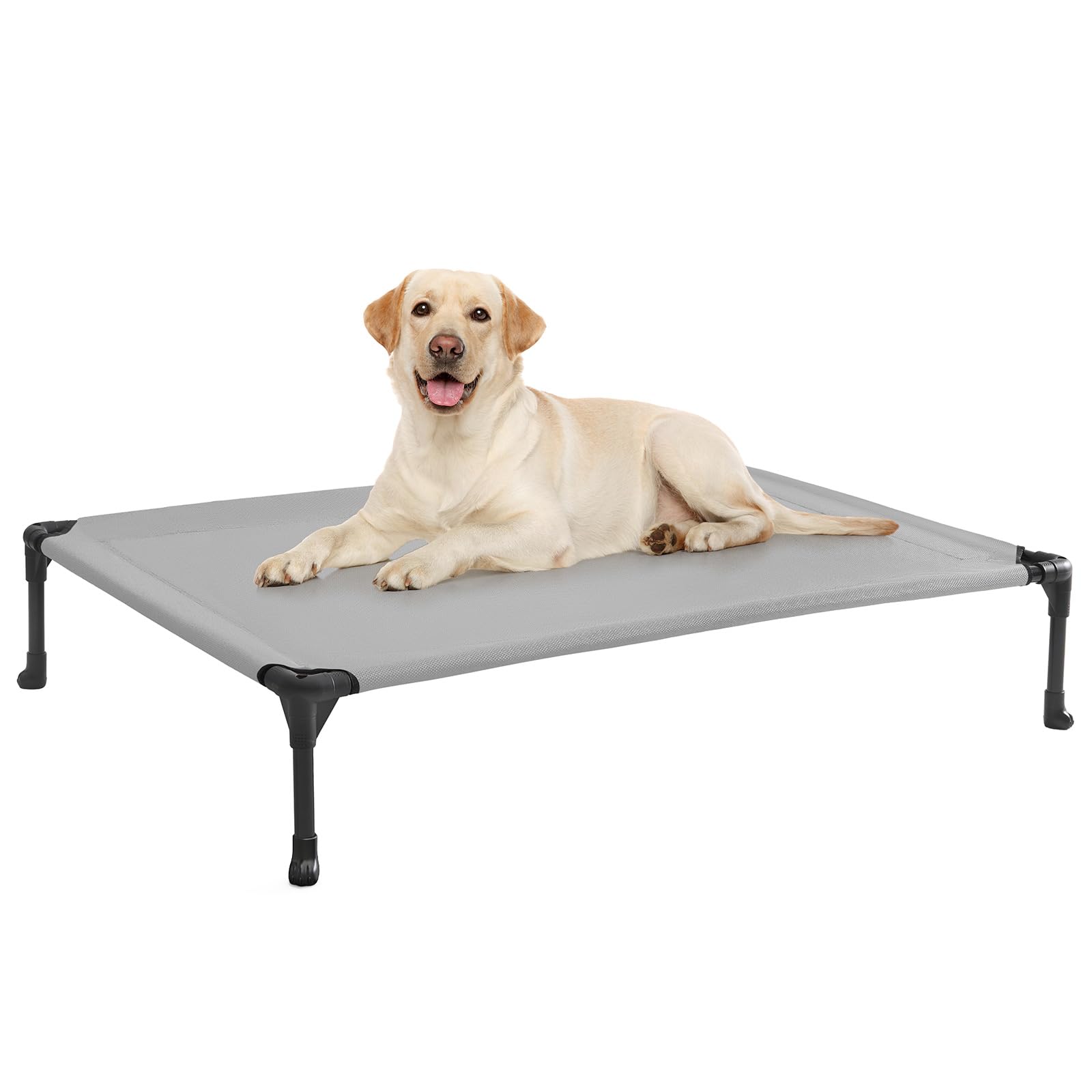 Veehoo Lit pour Chien - Lit Surélevé et Aéré pour Animal de Domestique, Tissu Textilene Rafraîchissant, L, Gris