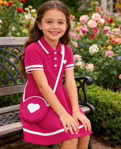 Move Dance Little Girls Sporty Dress 4T 5T Hot Pink Sundress with Bag - image 2