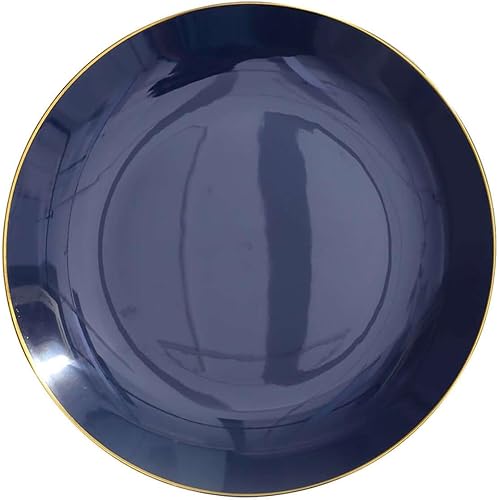 Miniatura 111 de Efavormart - Paquete de 10 platos redondos de plástico martillado transparente de 9 pulgadas para aperitivos de postres con borde dorado, plato