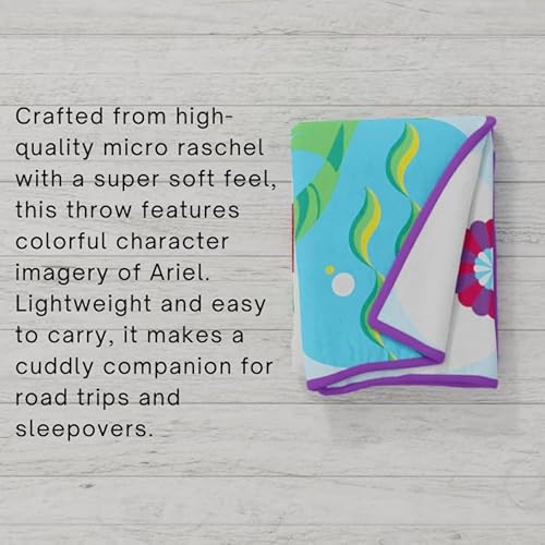 Franco Disney's The Little Mermaid Ariel Kids Bedding Soft Plush Micro Raschel Throw, 46 In X 60 In, (Official Disney Product) #TOP3