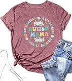 Autism Mama Shirt Women Be Kind Autism Awareness Shirt Mental Health Tees Inspirational Short Sleeve Tee Tops Pink
