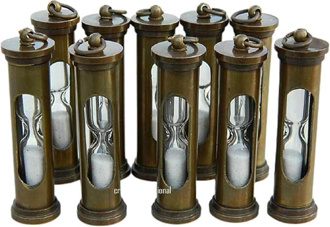 Handmade Maritime-Inspired Keychain for Collectors – Lot | Brass & Copper Antique Nautical Sand Timer Key Chain | Vintage Hourglass Keyring Collectible Pendant (Pack of 5) image 4