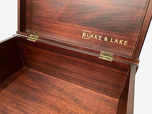 Antique Style Wood Storage Box - Decorative box for Home or Office - Wooden Box with Hinged Lid Keepsake Box with Metal Latch