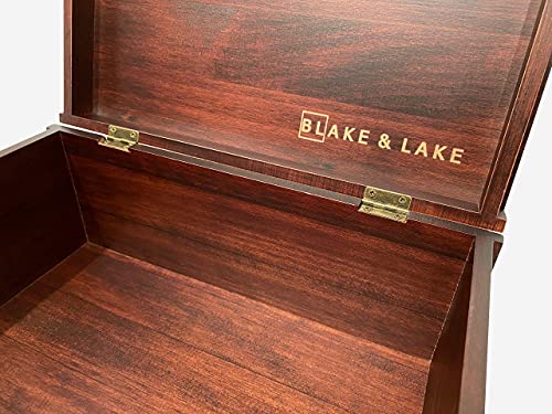 Blake & Lake Antique Style Wood Storage Box - Decorative Box For Home Or Office - Wooden Box With Hinged Lid Keepsake Box With Metal Latch #TOP6