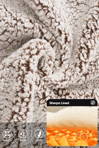 VOGSTART Men's Fuzzy Hoodie Sherpa Jacket Warm Outerwear Zip Up Hooded Coat Lightweight Daily Style Sweatshirt with Functional Chest Pocket Cozy Fleece Coffee XXL