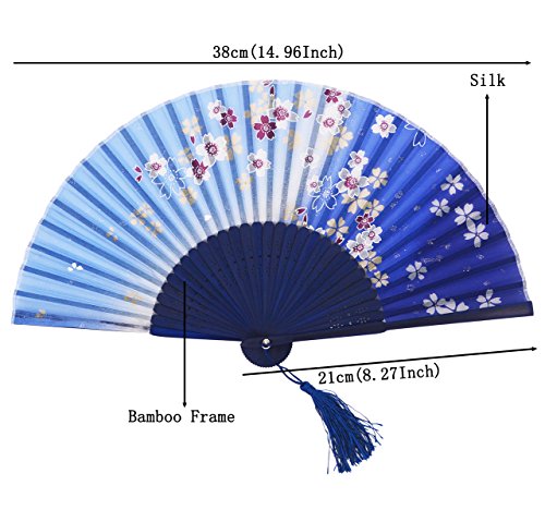 Amajiji® Charming Elegant Modern Woman Handmade Bamboo Silk 8.27" (21Cm) Folding Pocket Purse Hand Fan (Czt-08) #TOP1