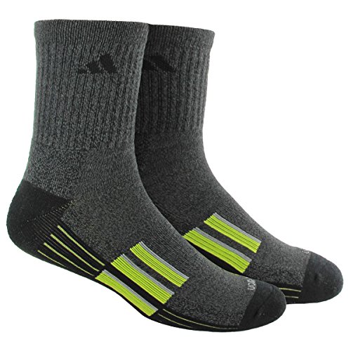 adidas Men's Climalite X II Mid-Crew Sock (2-Pair), Black/Marled Black/Semi Solar Yellow , Size 6-12